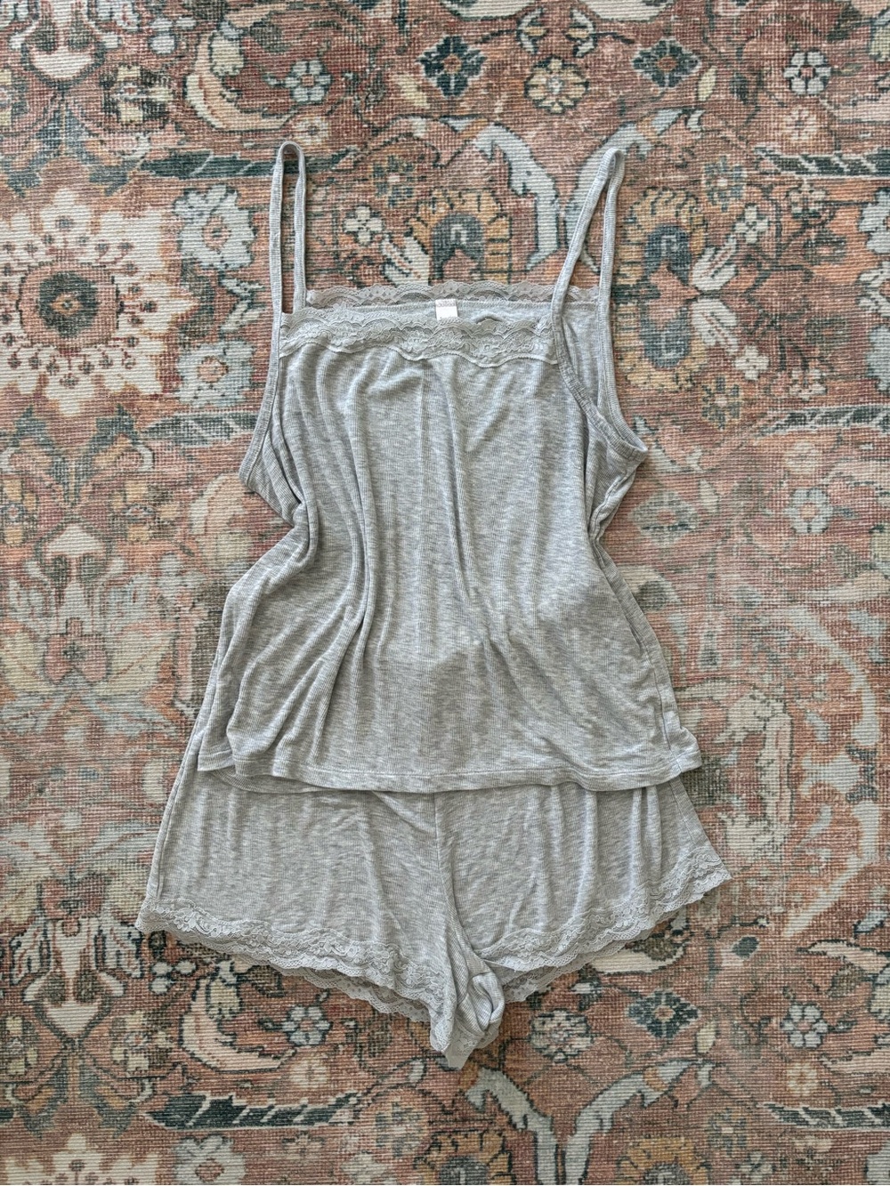 🍃🦋 Auden Light Gray Lace-Trim Sleep Cami & Short Set